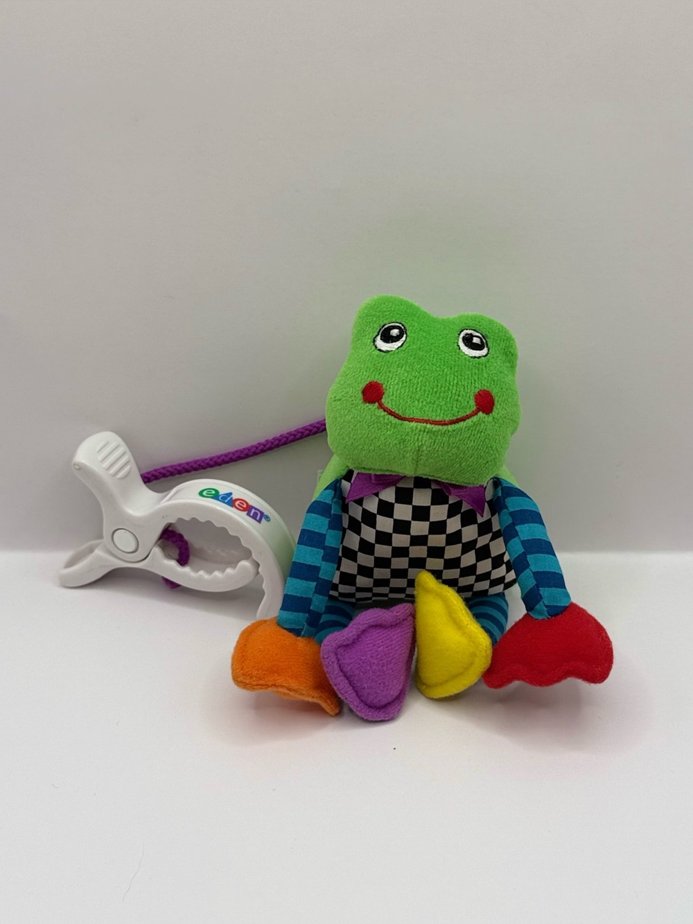 Rare Vintage Eden Frog Crib Clip Toy Plush Stuffed Animal Lovey